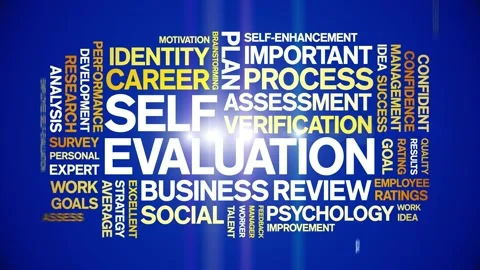 Self Evaluation animated word cloud,animation kinetic typography seamless loop. Stock Footage 271236686
