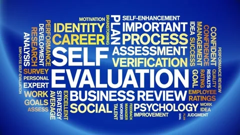 Self Evaluation animated word cloud,animation kinetic typography seamless loop. Stock Footage 271236879