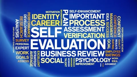 Self Evaluation animated word cloud,animation kinetic typography seamless loop. Stock Footage 271236942