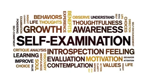Self-Examination animated word cloud,animation kinetic typography seamless loop Stock Footage 325649074