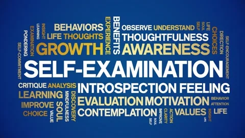 Self-Examination animated word cloud,animation kinetic typography seamless loop 스톡 동영상 325683327