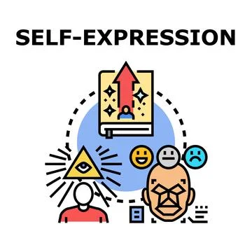 Self expression concept developing personality and sharing emotions Illustrazione stock