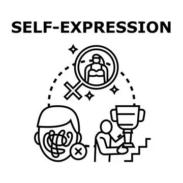 Self expression concept liberating true identity for success Stock Illustration