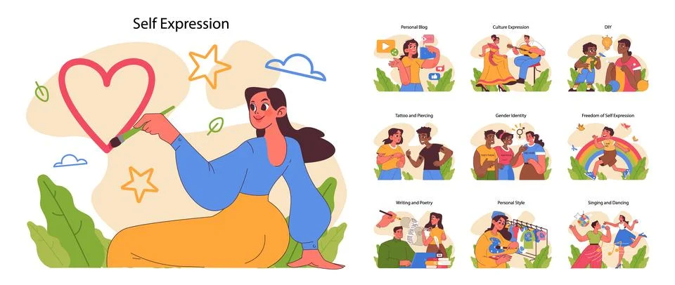Self expression set. Flat vector illustration Stock Illustration