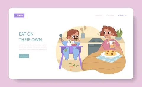 Self-Feeding Toddler concept. Stock Illustration