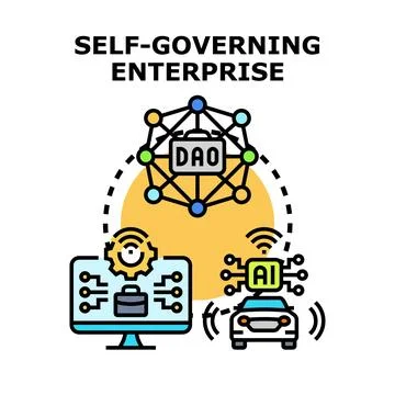 Self governing enterprise concept exploring dao and ai automation 스톡 일러스트