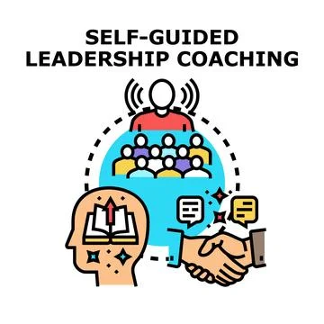 Self guided leadership coaching program concept drawing 库存插图