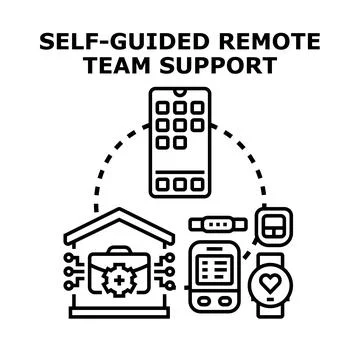 Self guided remote team support digital assistance concept Stock Illustration