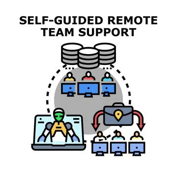 Self guided remote team support digital management concept Stock Illustration