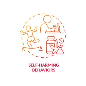 Self harming behaviors red gradient concept icon 스톡 일러스트