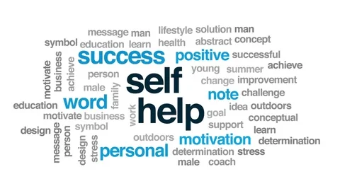Self help animated word cloud, text design animation. Stock Footage 75574816