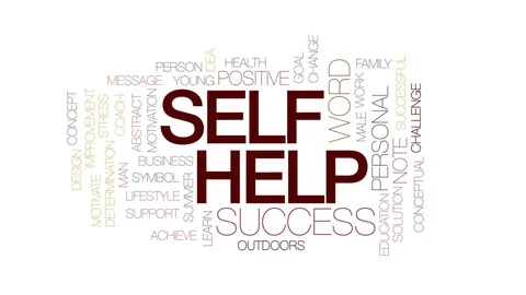 Self help animated word cloud, text design animation. Kinetic typography. Stock Footage 75582625