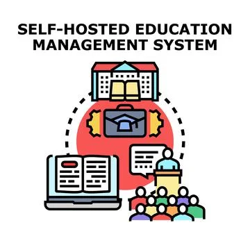 Self hosted education management system managing learning process 스톡 일러스트