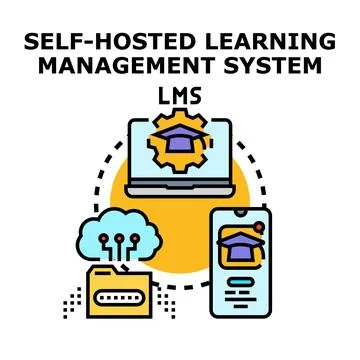 Self hosted learning management system for digital education Stock Illustration