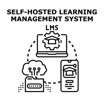 Self hosted learning management system for digital education Ilustração Stock