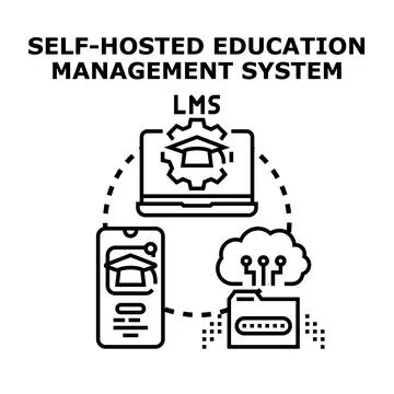 Self hosted learning management system technology conception Stock Illustration
