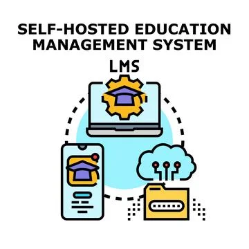 Self hosted learning management system technology conception Stockillustratie