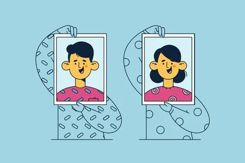 Self identity, identification, self portrait concept 스톡 일러스트