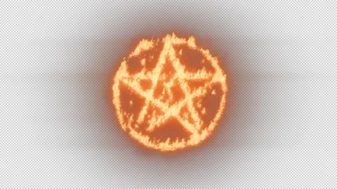 Self-igniting Fire Pentagram with a Transparent Background Stock Footage