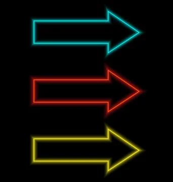 Self-illuminated arrows on black Stock Illustration