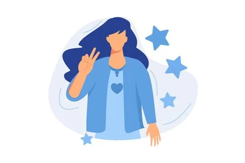 Self-image Positive self-image, personal portrait, social role, mental pict.. Stock Illustration