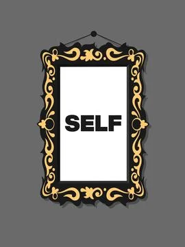 Self image - seeing myself in the picture frame or mirror. Psychological and Illustrazione stock