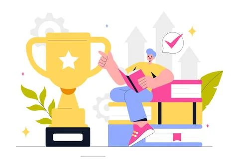 Self Improvement Illustration featuring Upskilling, Learning at Work, Educa.. Stock Illustration
