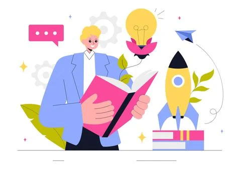 Self Improvement Illustration featuring Upskilling, Learning at Work, Educa.. Stock Illustration