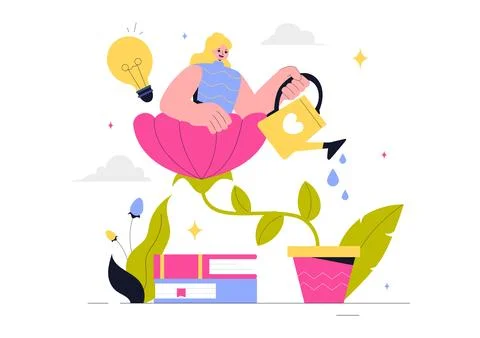 Self Improvement Illustration featuring Upskilling, Learning at Work, Educa.. Stock Illustration