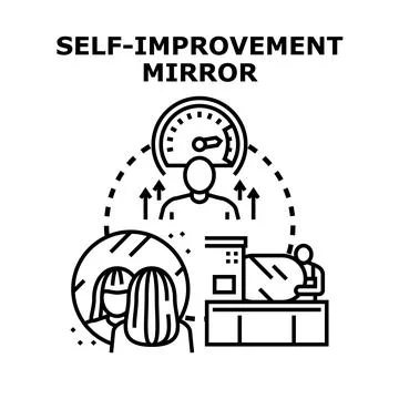 Self improvement mirror reflecting personal growth development Stock Illustration
