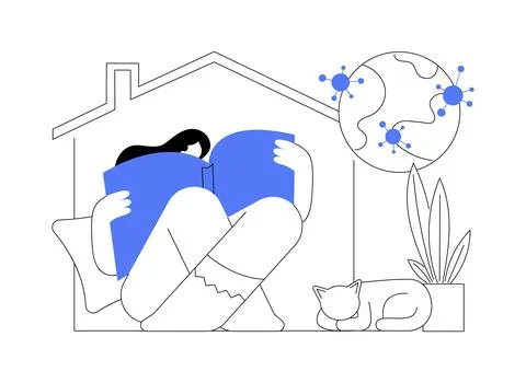 Self isolation abstract concept vector illustration. Stock Illustration