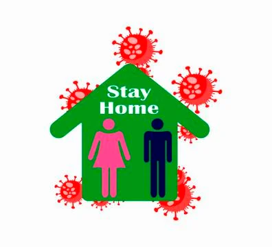 Self-isolation and quarantine flat icon Stock Illustration