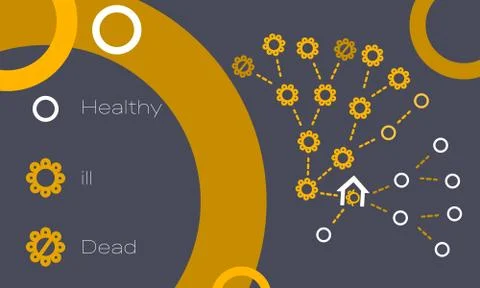 Self isolation infographic on grey backdrop for social banner. Stock Illustration