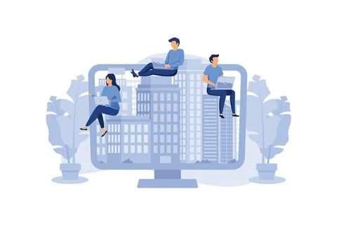 Self-isolation from a pandemic. Remote work from home during quarantine onlin Illustrazione stock