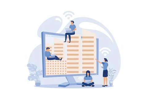 Self-isolation from a pandemic. Remote work from home during quarantine onl.. Stock Illustration