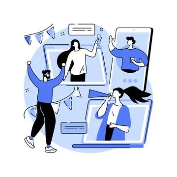 Self-isolation party abstract concept vector illustration. Stock Illustration