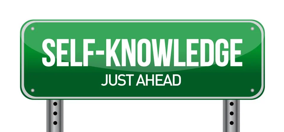 Self-knowledge road sign illustration design over a white background Ilustração Stock