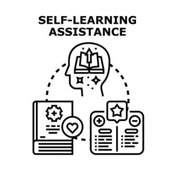 Self learning assistance improving personal growth and education development Stock Illustration