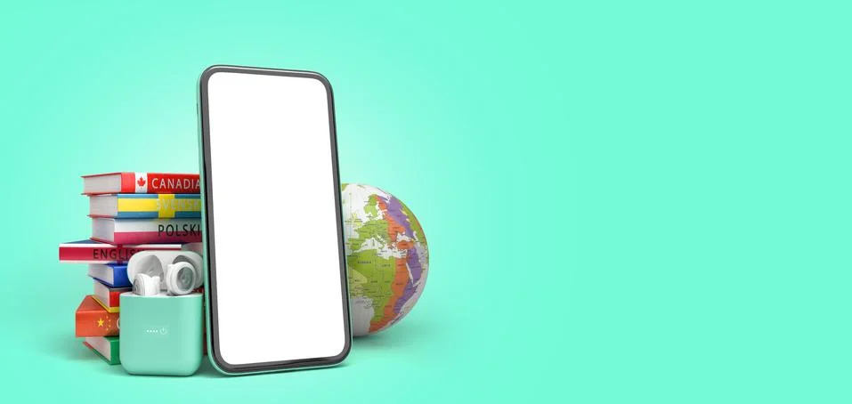 Self learning concept Presentation of the application for learning foreign la Stock Illustration