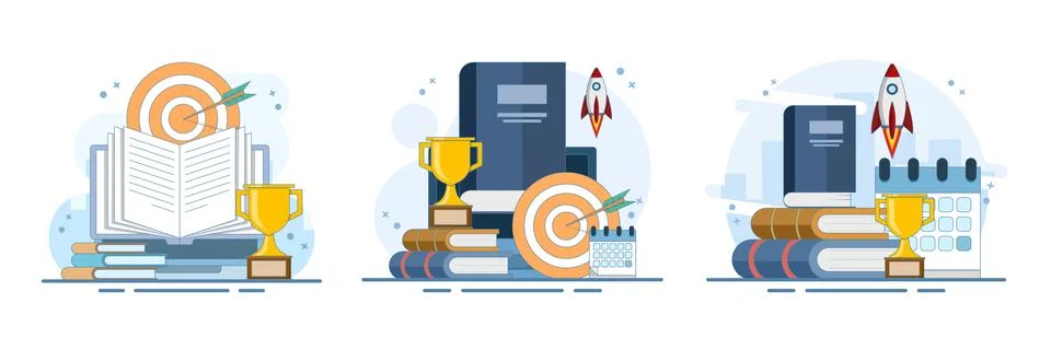 Self learning set, online education, e-books, distance learning. Stock Illustration