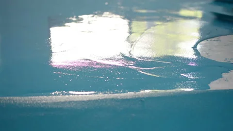 Self-leveling blue epoxy floor Stock Footage 149390977