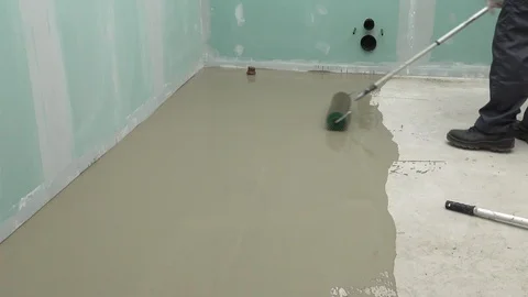 Self leveling screed on the floor Stock Footage 111950705