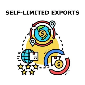 Self limited exports concept with global trade restriction Stock Illustration