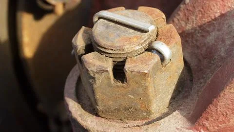 Self-locking nut, a nut that cannot be unscrewed Stock Photos