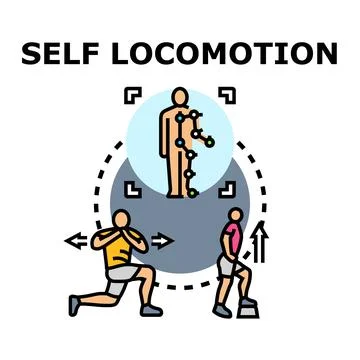 Self locomotion concept showing human body movement Ilustración de archivo
