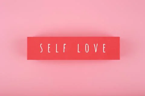 Self love minimal creative concept in pink colors against pink background with Stock Illustration