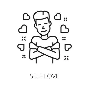 Self love psychological problem thin line icon Stock Illustration
