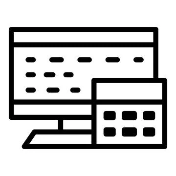 Self machine icon outline vector. Screen cash point Stock Illustration