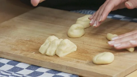 Self made Baking: Couple Kneading Dough for self made Cookies On A Wooden Board 스톡 동영상 118603496