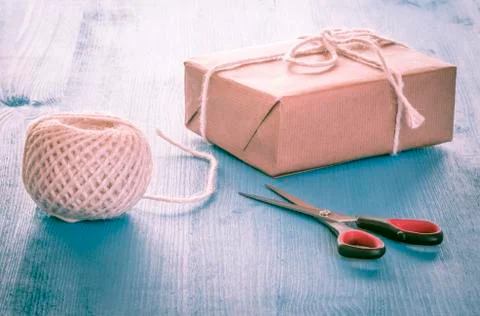 Self-made gift box Stock Photos